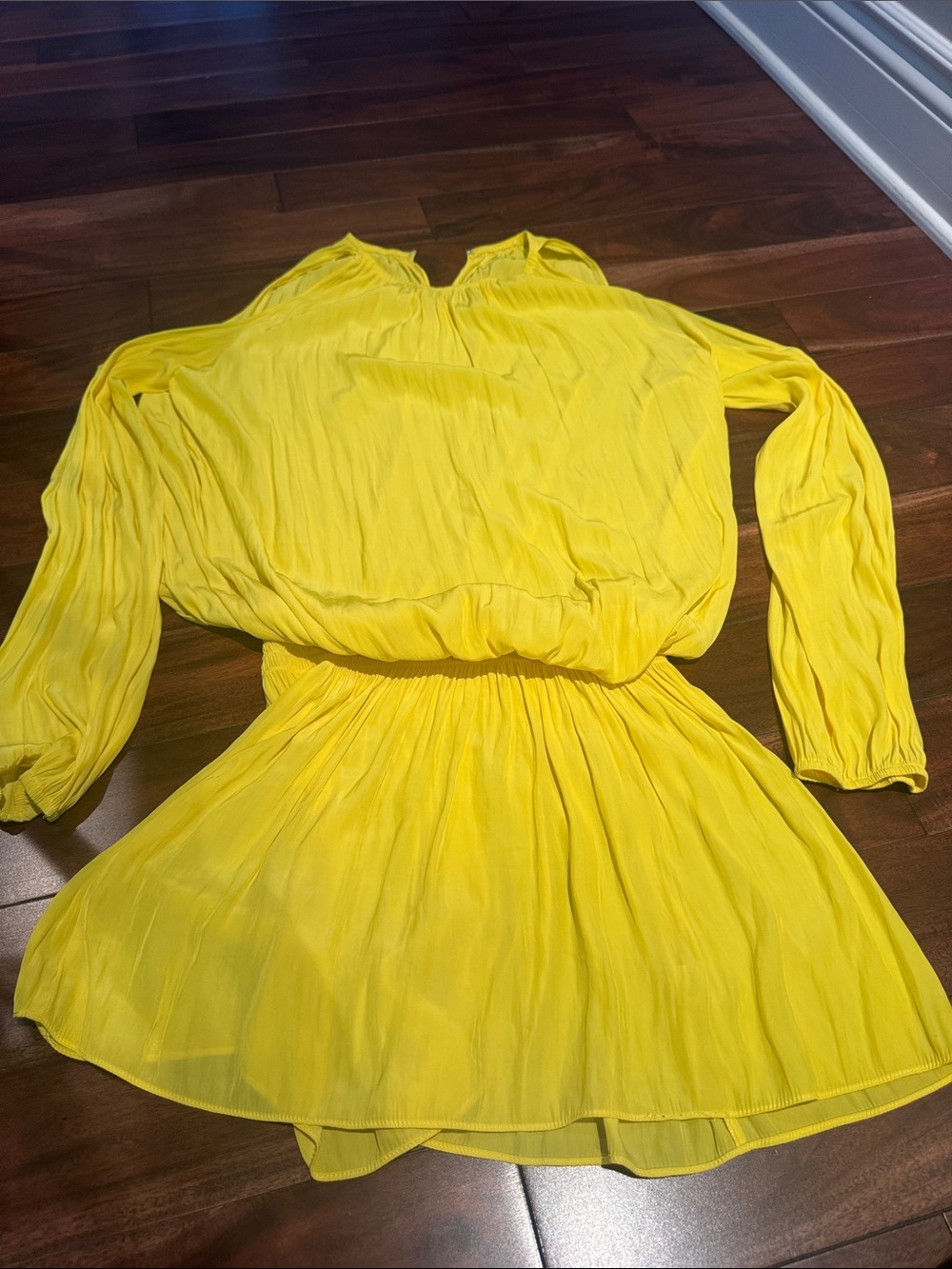 Ramy brook Bright Yellow Long Sleeve Pleated Dress